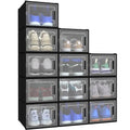 18 Pack Stackable Plastic Shoe Storage Boxes (Black, Medium) G406513