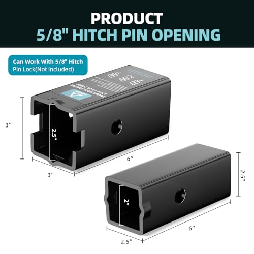 3 to 2-1/2 or 2-Inch Carbon Steel Black Trailer Hitch Adapter Set V701