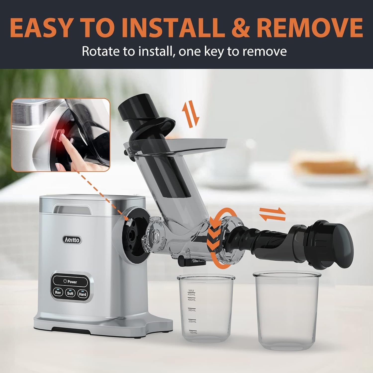 Cold Press Juicer with 3 Inch Wide Chute E522