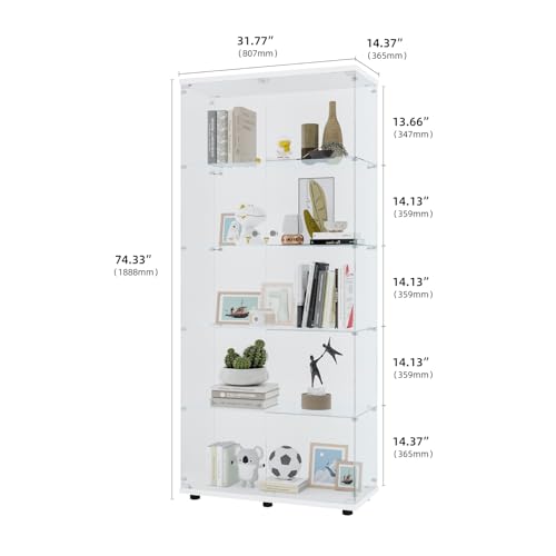 4-Tier Glass Display Cabinet with Locks, White H995