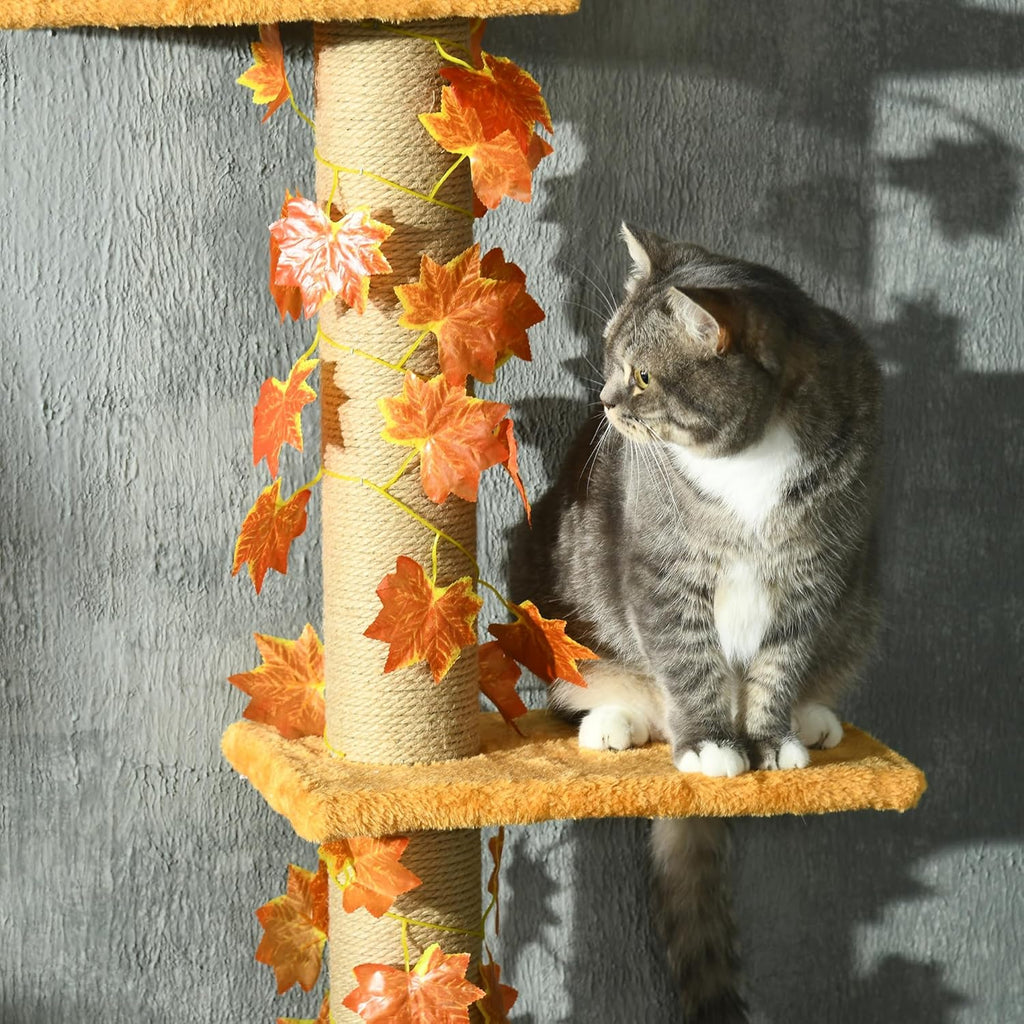 80" - 95" Adjustable 3-Level Cat Tree with Sisal Scratching Post C83812