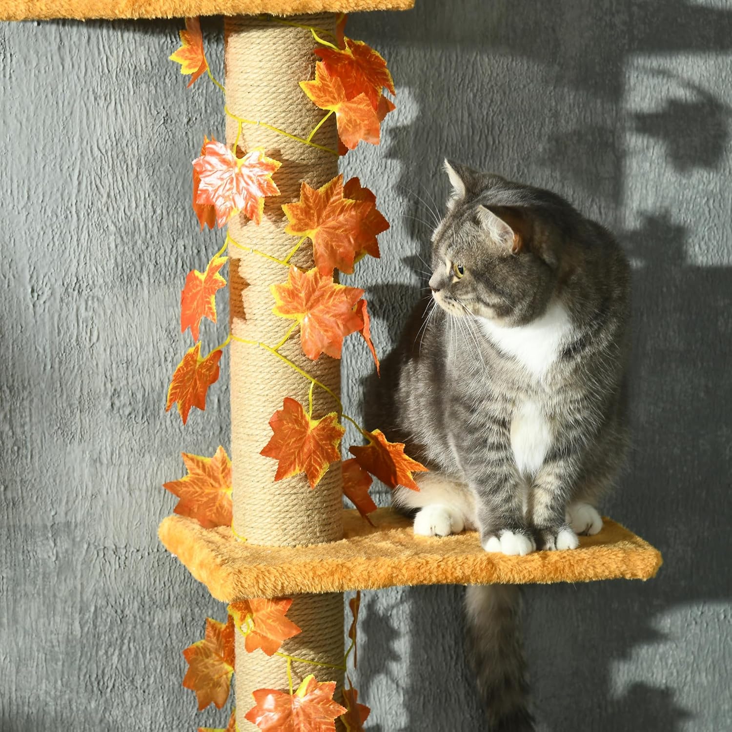 80" - 95" Adjustable 3-Level Cat Tree with Sisal Scratching Post C83812