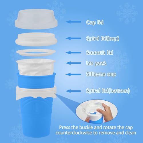 Pink Double Layers Silica Slushie Maker Cup with Lid & Straw G160067