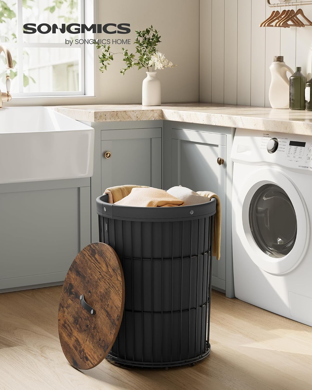 Ink Black 25 Gallons Laundry Hamper with Lid G79348