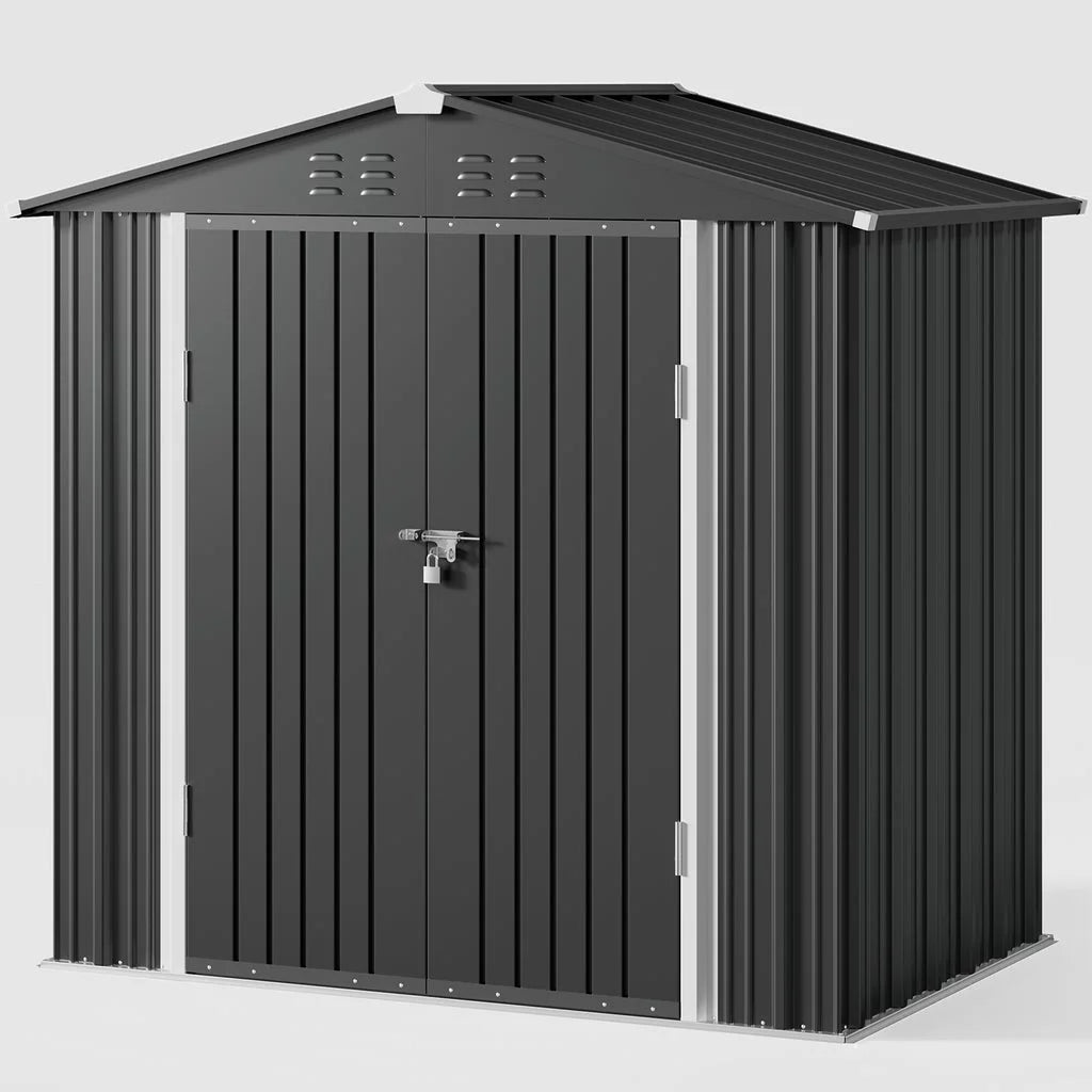Gray 8' x 6' Outdoor Storage Shed with Metal Base Frame W411