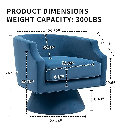 Blue Velvet Swivel Barrel Chair A600418