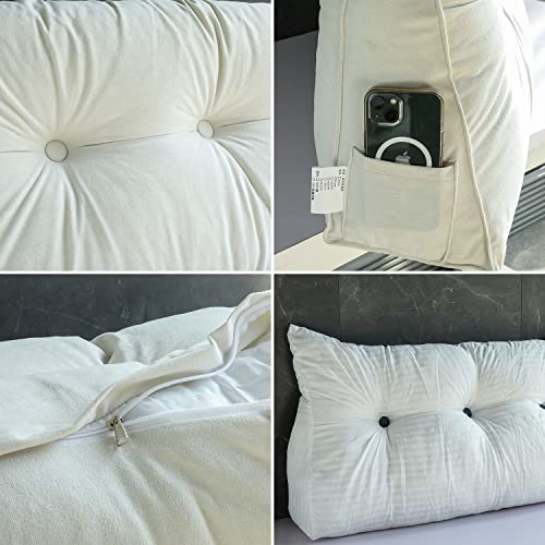 Gray Full Size Wedge Headboard Pillow with Removable Cover V3538