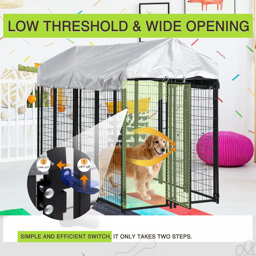 8 X 4 X 6ft Metal Welded Wire Dog Kennel with Roof Q401