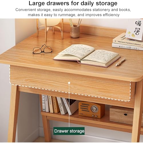Walnut Wood Writing Desk with Drawers and Storage Shelves B37095