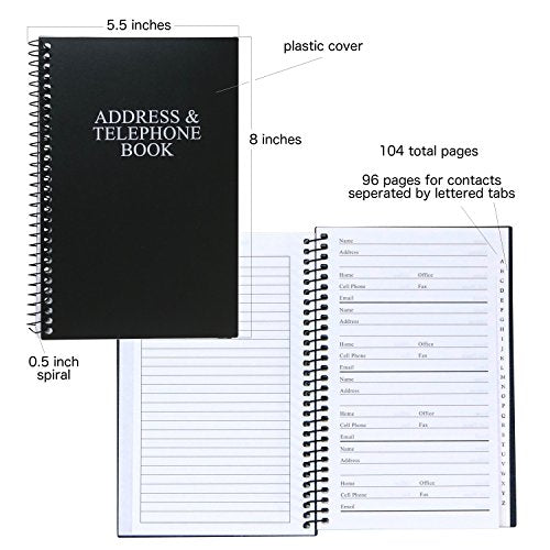 Black 8 x 5 inches Address and Telephone Book 2-Pack F464005
