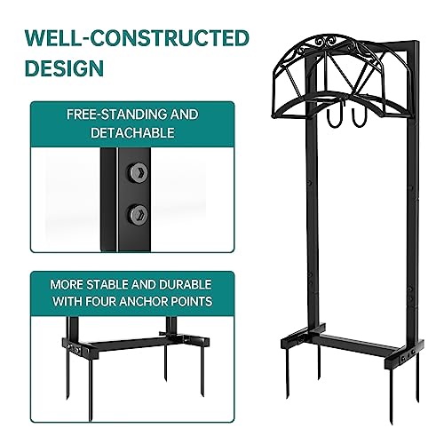 Black Freestanding Metal Hose Holder Holds 150-feet Hose H937