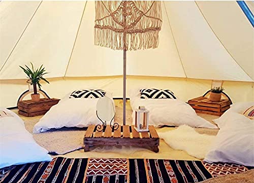 Beige Large Waterproof Cotton Canvas Bell Tent with Roof Stove Jack Hole U492491