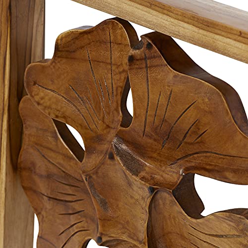 Set of 6 Brown Teak Wood Wall Sculpture B520803