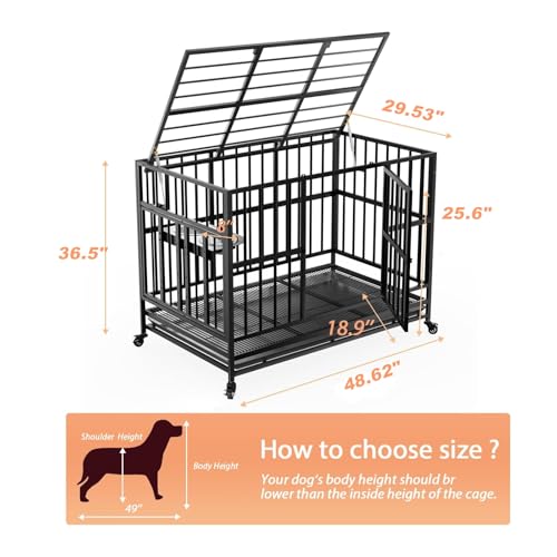 Heavy Duty Dog Crate with Wheels and Removable Tray L24753