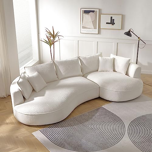 128.74" Orange Eco-leather Curved 5-Seat Sectional Sofa J4255