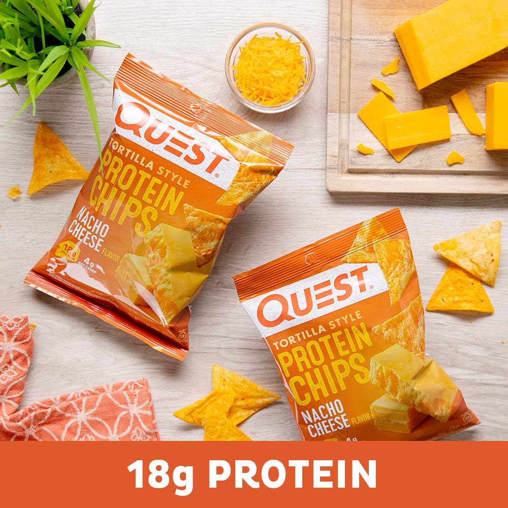 Chocolate Chip Protein Cookie 12 Count & Tortilla Style Protein Chips Nacho Cheese 1.1 Ounce Pack of 12 N76932