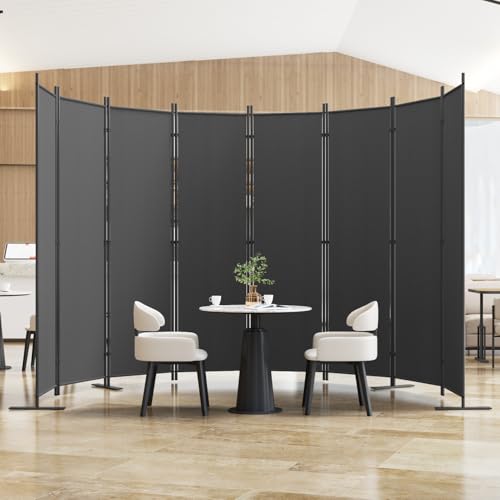 8-Panel 6 ft Tall Indoor Folding Room Divider, Dark Grey T34309