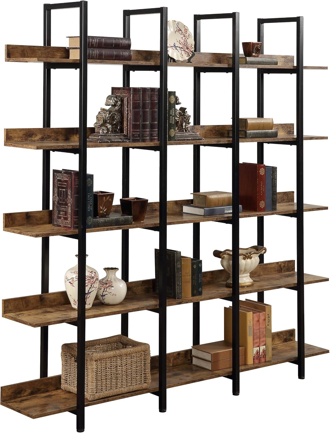 5 Tier Open Bookshelf with Metal Frame F9589
