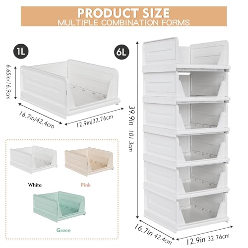 White Stackable Closet Storage Basket K2378