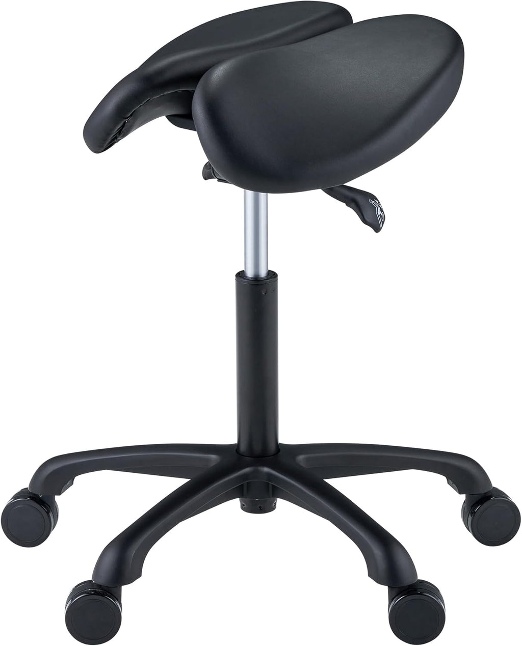 Black Ergonomic Saddle Stool with Aluminum Base L78073