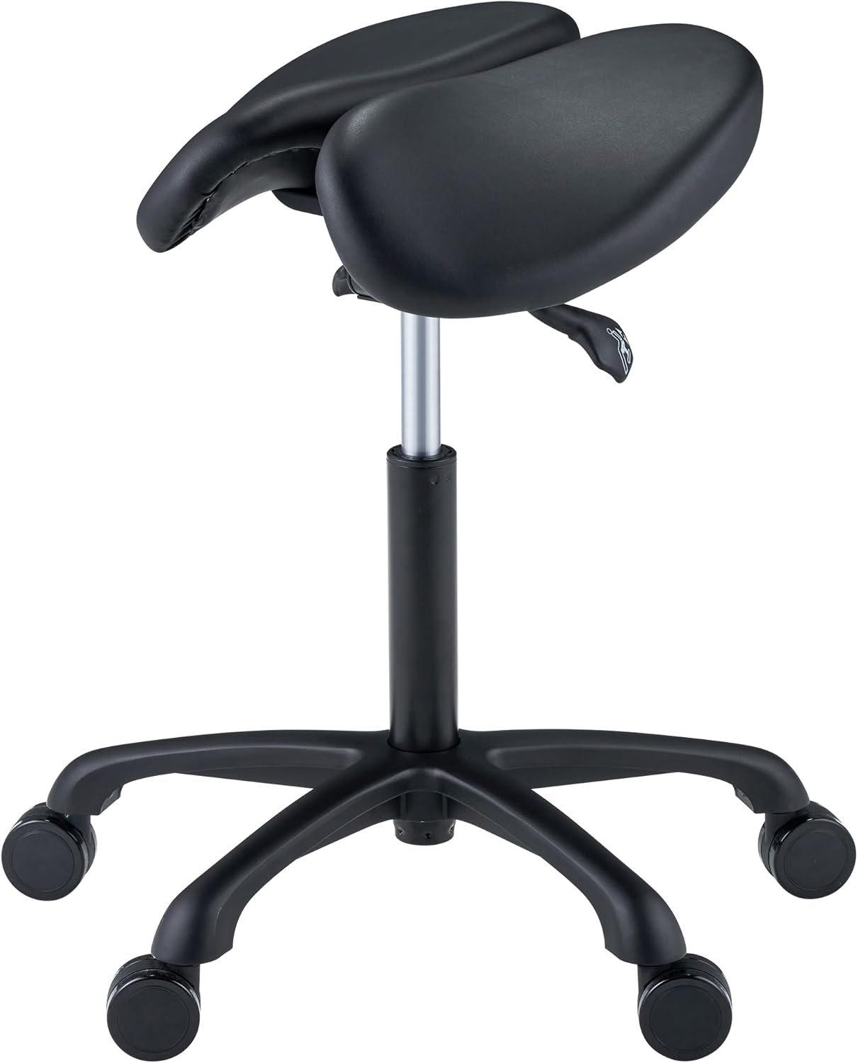 Black Ergonomic Saddle Stool with Aluminum Base L78073