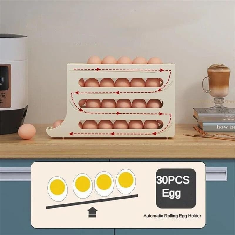 30 Egg Container Auto Rolling Egg Tray Storage (Gray) C2699