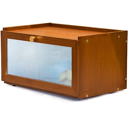 Large Farmhouse Bamboo Bread Box with Window E206869