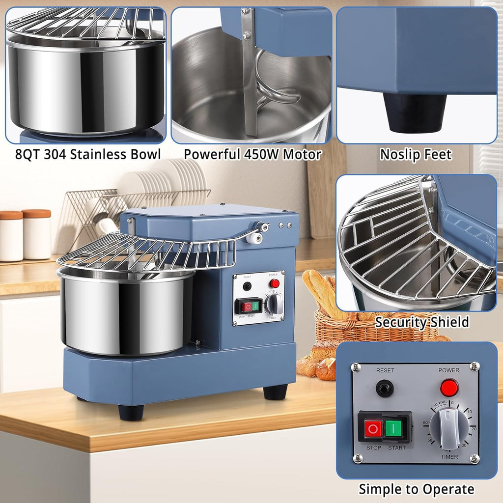 8Qt Stainless Steel Bowl Dough Mixer U601656