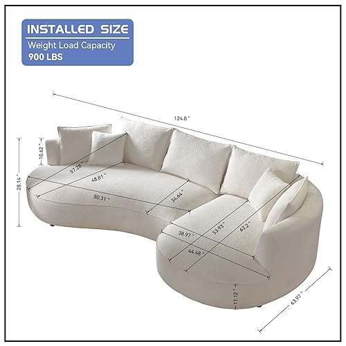 128.74" Orange Eco-leather Curved 5-Seat Sectional Sofa J4255