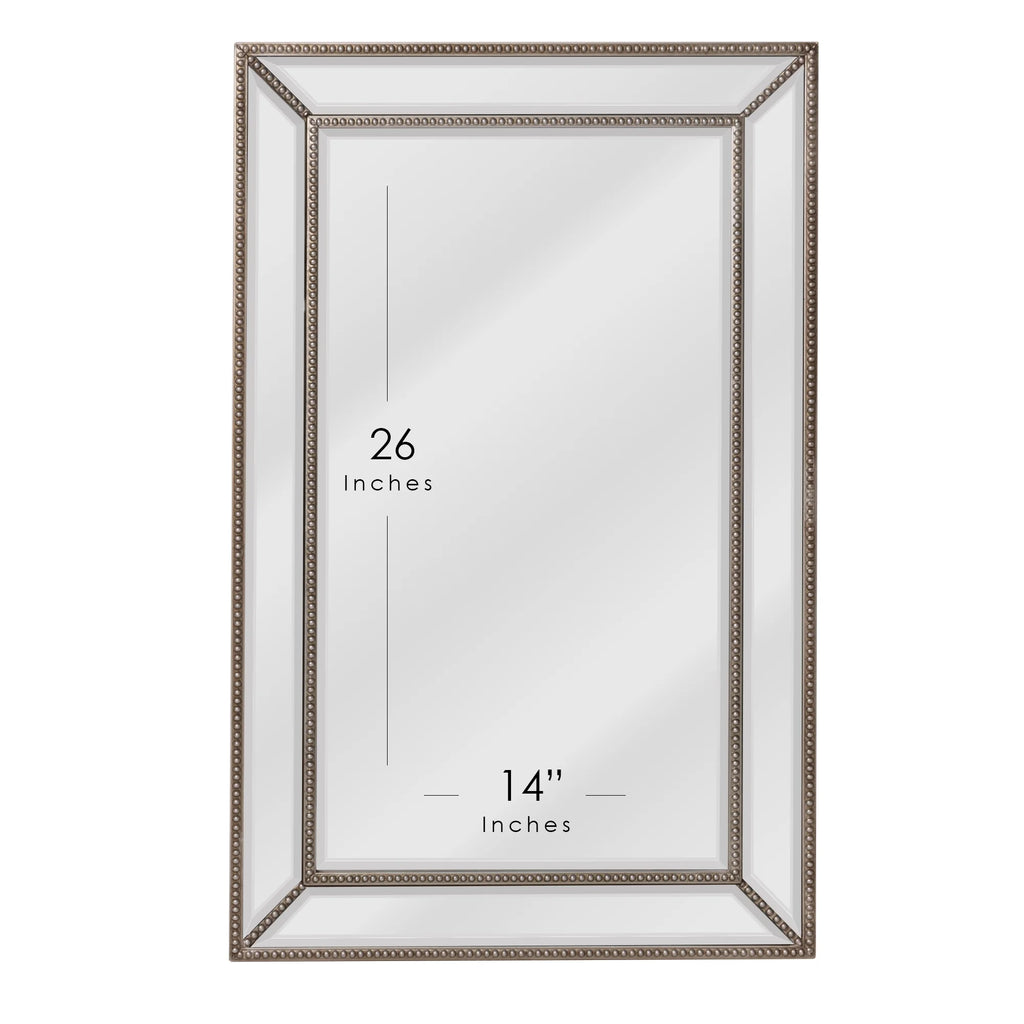 Champagne Silver Beaded Glass Framed Vanity Mirror 20"x32" E744385