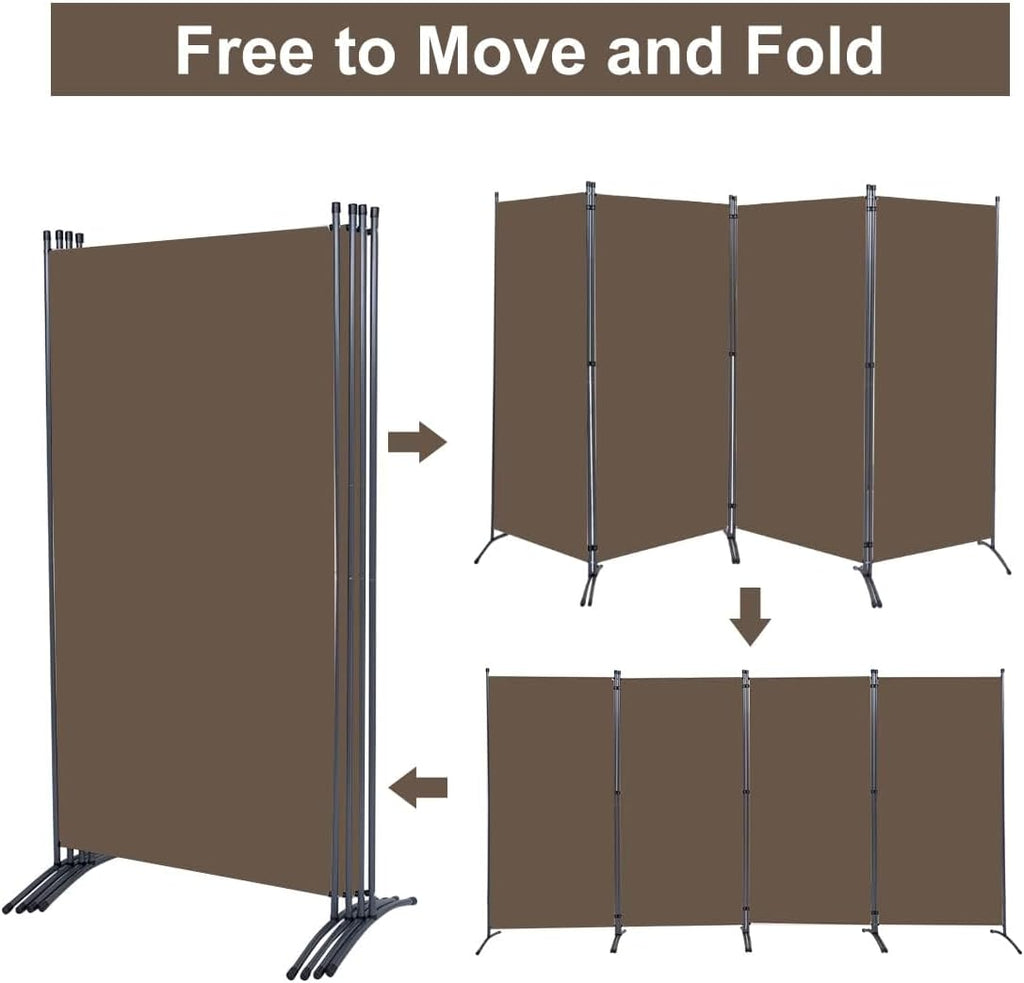 Brown 4 Panel Folding Room Divider Screen 136" W x 71.3" H S12044