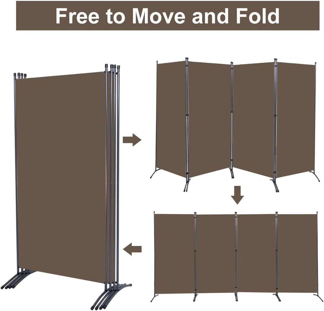 Brown 4 Panel Folding Room Divider Screen 136" W x 71.3" H S12044