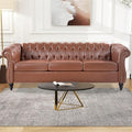 Black Faux Leather 3-seater 84in Sofa with Rolled Arm and Buttoned Chesterfield Z39955