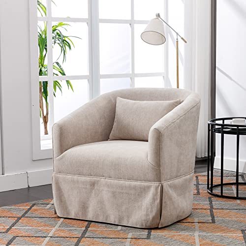 Blue Swivel Accent Chairs Set of 2 Linen Fabric L938