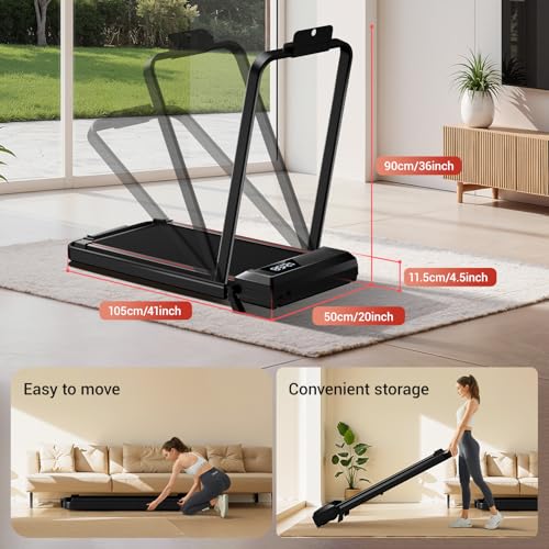 12% Incline Walking Pad Treadmill, 3-in-1 Folding Under Desk Treadmill, 2.5 HP Quiet Brushless, 300 LBS Capacity S165