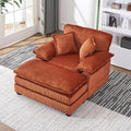 56.3" Corduroy Upholstered Oversized Chaise Lounge Chair with Ottoman & 2 Lumbar Pillows (Green) I44851