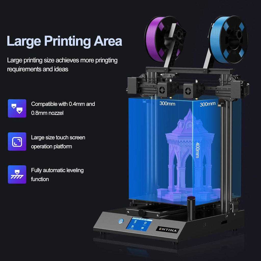 Independent Dual Extruder 3D Printer 300x300x400mm K363