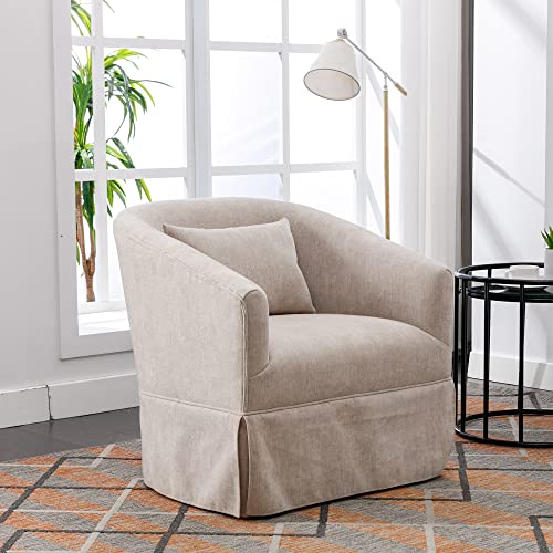 Blue Swivel Accent Chairs Set of 2 Linen Fabric L938