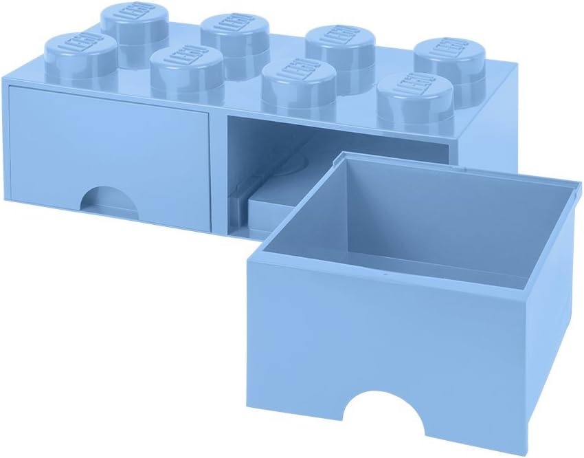 Light Royal Blue 8 Knobs 2 Drawers Stackable Storage Box O753