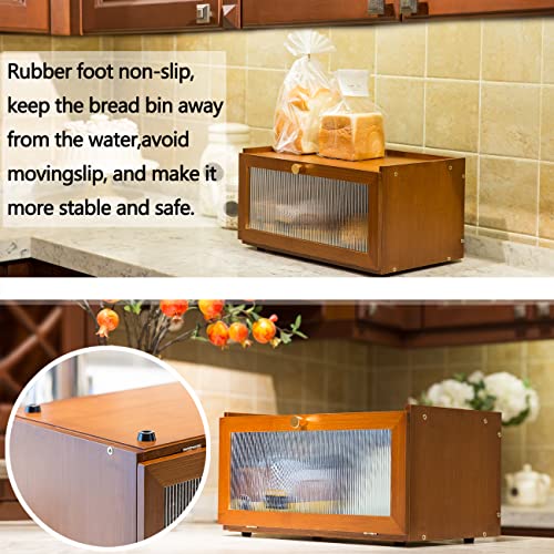 Large Farmhouse Bamboo Bread Box with Window E206869