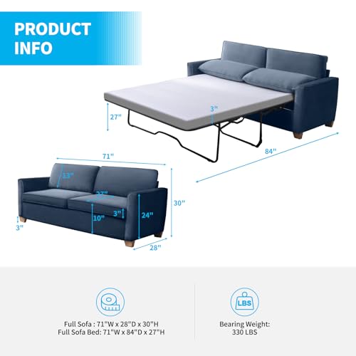 Queen Sleeper Sofa with Pullout Bed and Foam Mattress C296