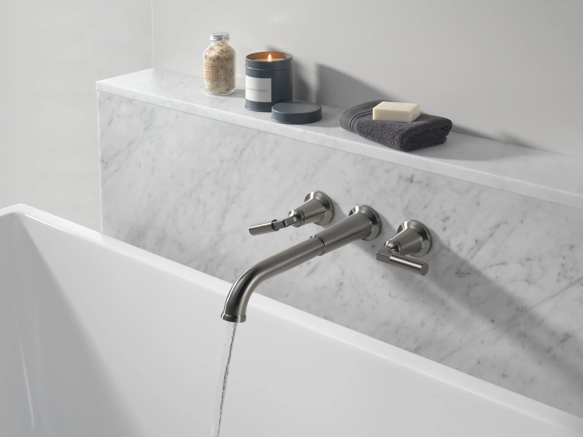 Double Handle Wall Mounted Tub Filler Trim - Nickel S921736