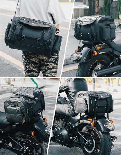 60L Expandable Waterproof Motorcycle Tail Bag with Rain Cover X961