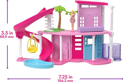 Mini Land DreamHouse & 3 Playsets with 4 1.5-Inch Dolls, Doll House Furniture & Accessories S44945