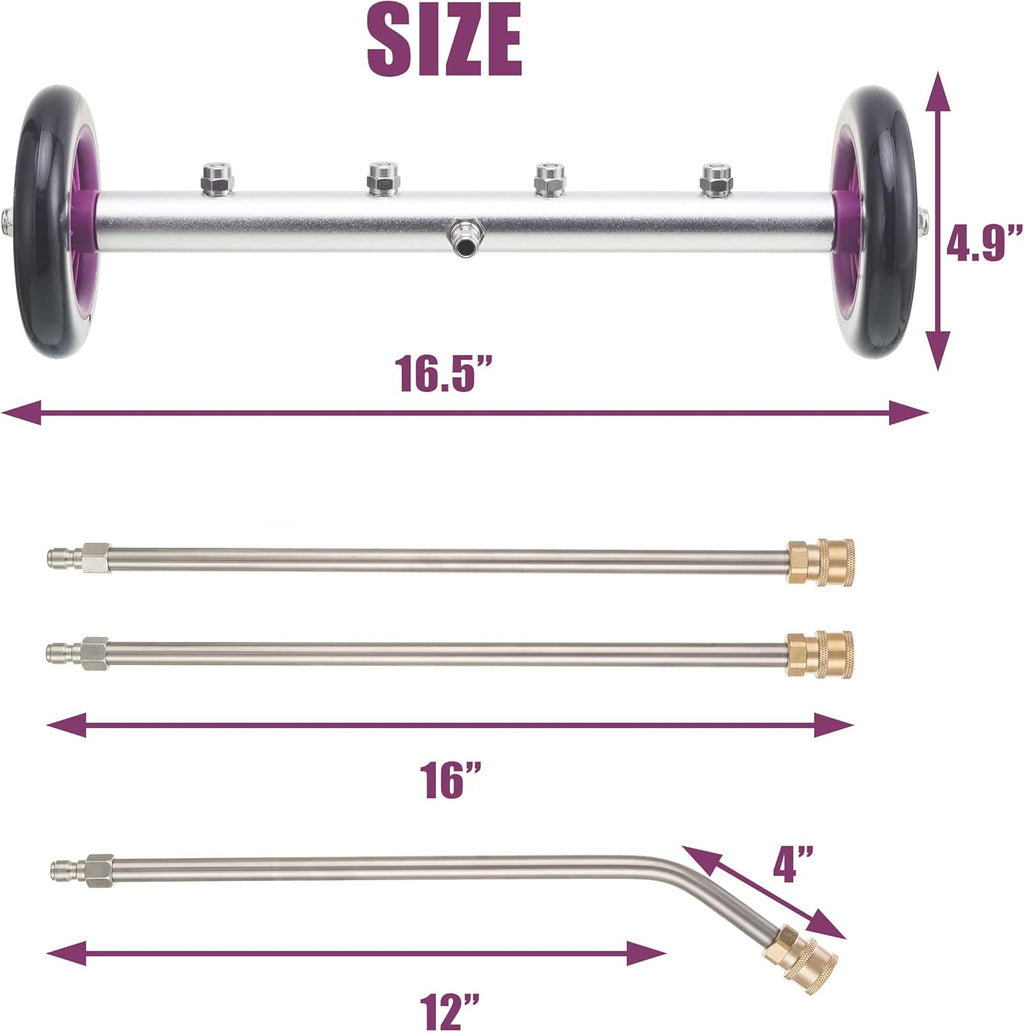 16 Inch Undercarriage Cleaner Attachment with 3 Pcs Extension Wand, 4000 PSI T49469