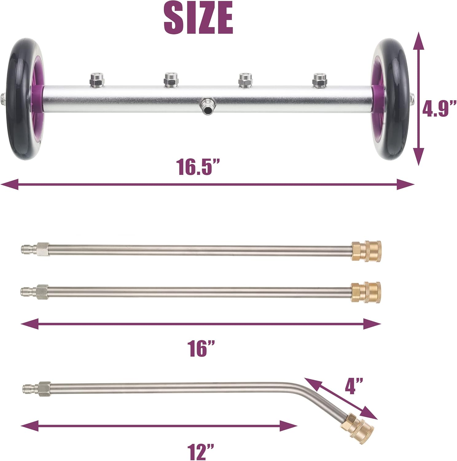 16 Inch Undercarriage Cleaner Attachment with 3 Pcs Extension Wand, 4000 PSI T49469
