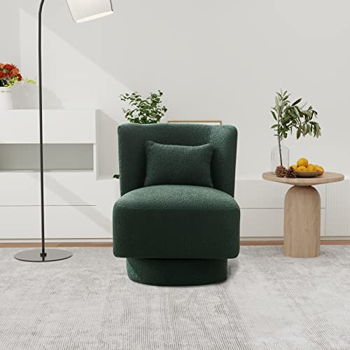 Green Boucle Swivel Barrel Chair L935