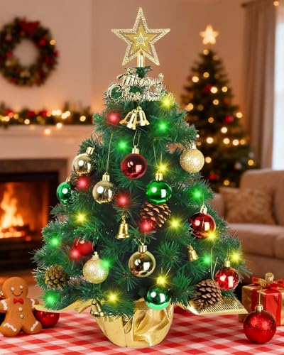 24 Inch Green Artificial Tabletop Christmas Tree with LED Lights C98150