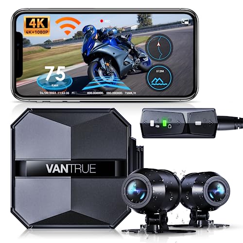 Motorcycle 4K Dash Cam Front and Rear, IP67 Waterproof, GPS Wi-Fi A575