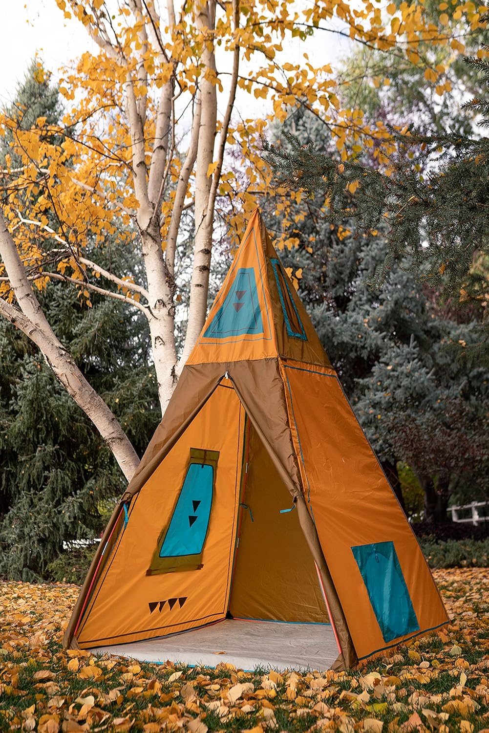 59" x 59" x 96" Brown Kids Giant Tee Pee Tent Playhouse Y176290